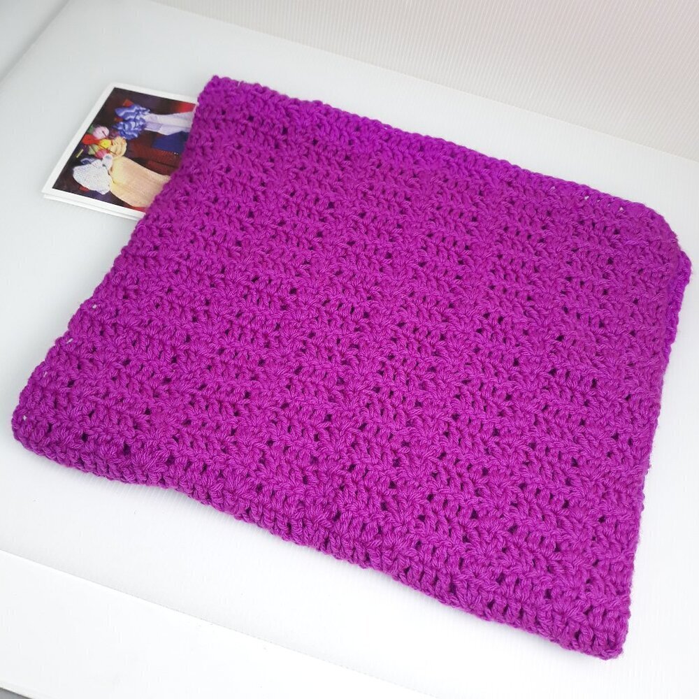 NWT Blessed Handknit Fuchsia Crochet Shawl Wrap 16x56